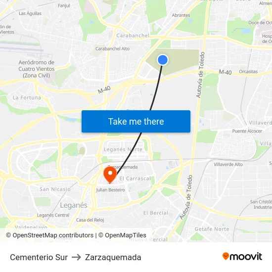 Cementerio Sur to Zarzaquemada map