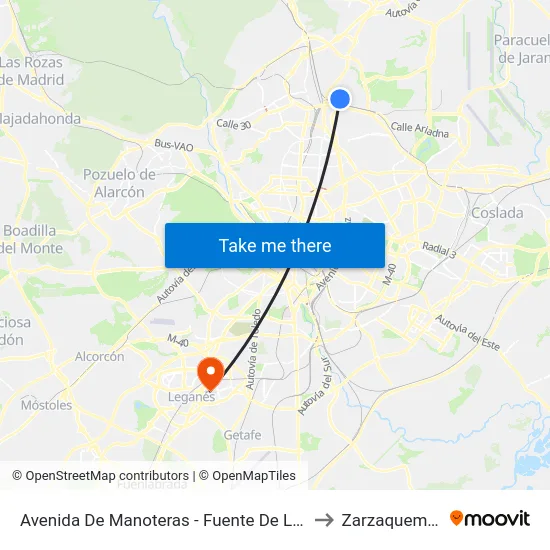 Avenida De Manoteras - Fuente De La Mora to Zarzaquemada map