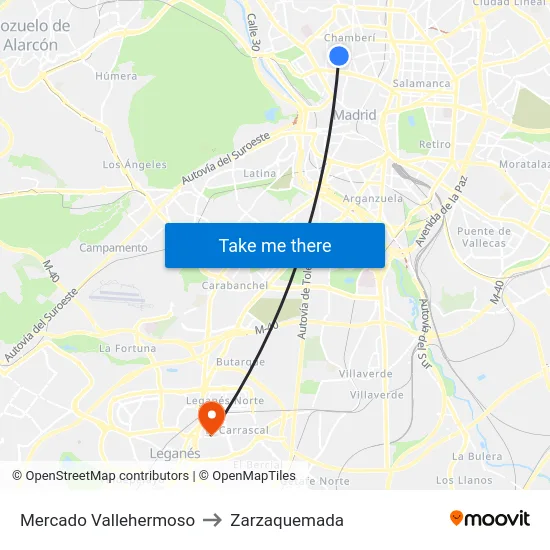 Mercado Vallehermoso to Zarzaquemada map