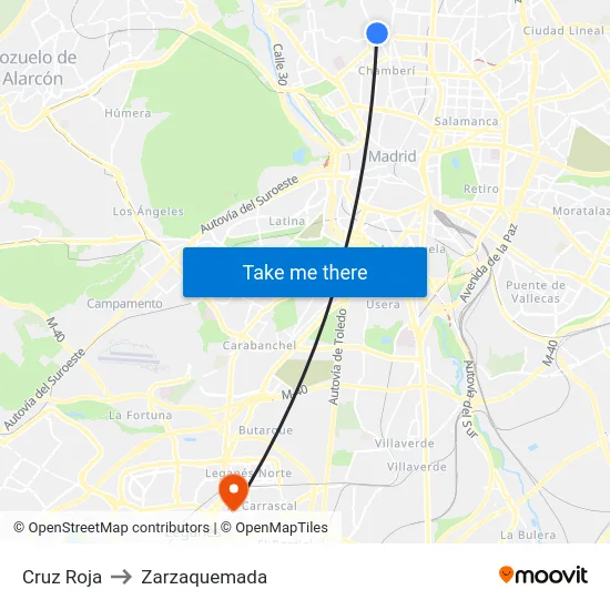 Cruz Roja to Zarzaquemada map
