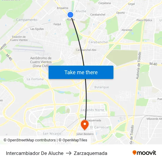 Intercambiador De Aluche to Zarzaquemada map
