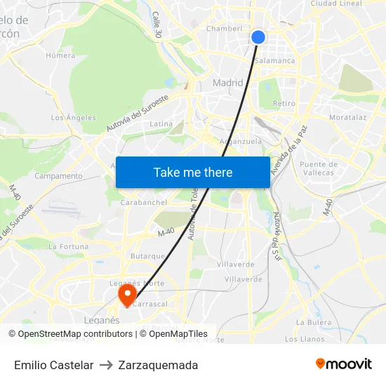 Emilio Castelar to Zarzaquemada map