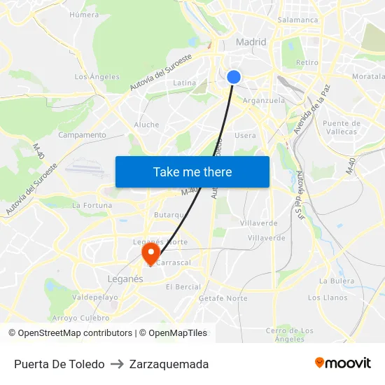 Puerta De Toledo to Zarzaquemada map
