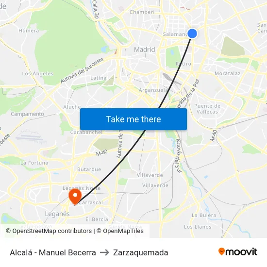 Alcalá - Manuel Becerra to Zarzaquemada map