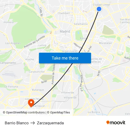 Barrio Blanco to Zarzaquemada map