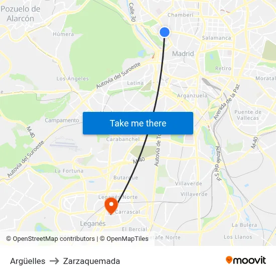 Argüelles to Zarzaquemada map
