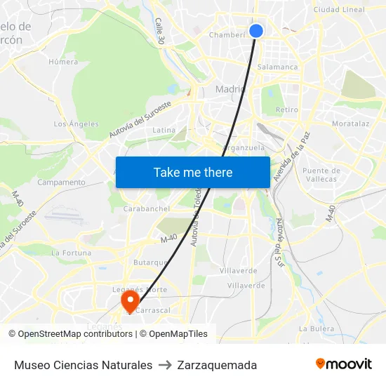 Museo Ciencias Naturales to Zarzaquemada map