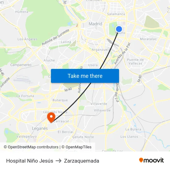 Hospital Niño Jesús to Zarzaquemada map