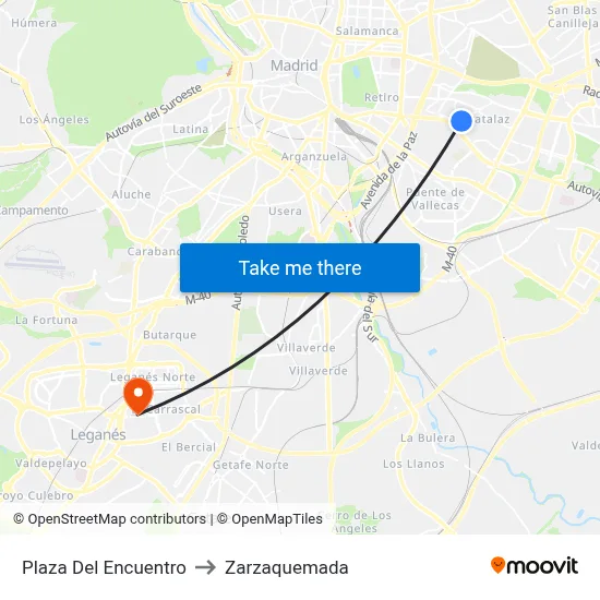 Plaza Del Encuentro to Zarzaquemada map