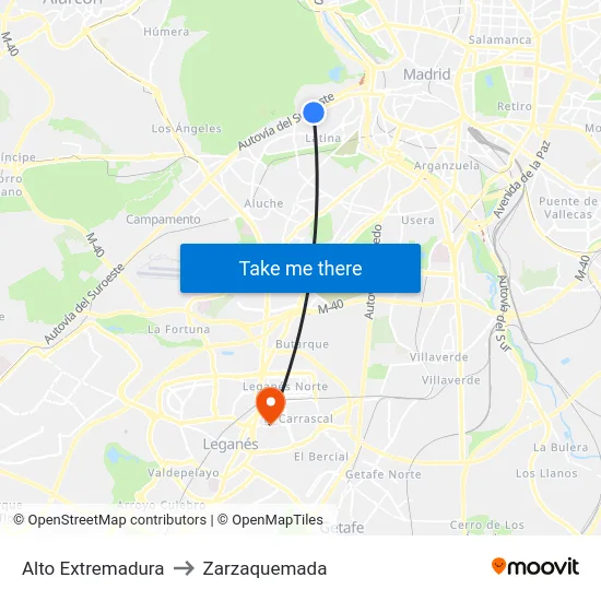 Alto Extremadura to Zarzaquemada map