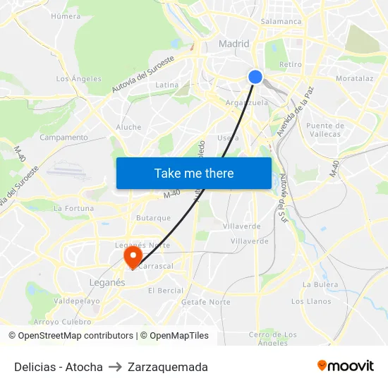 Delicias - Atocha to Zarzaquemada map