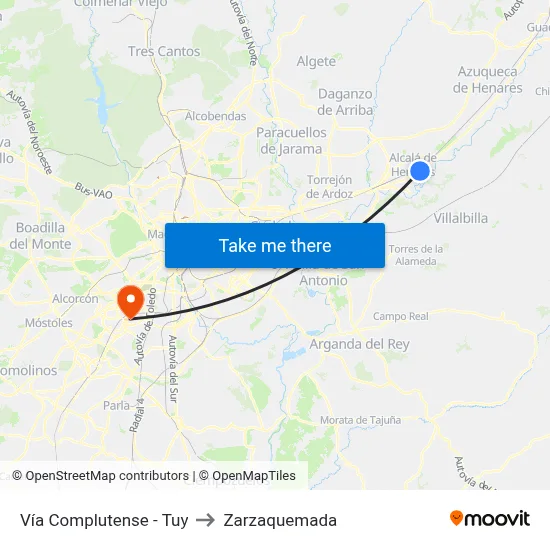 Vía Complutense - Tuy to Zarzaquemada map