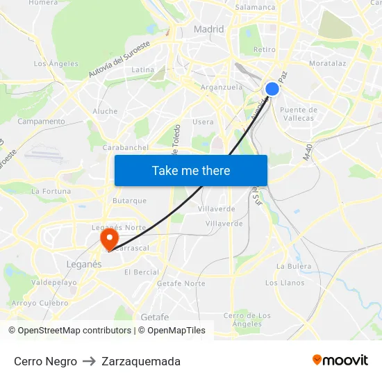 Cerro Negro to Zarzaquemada map