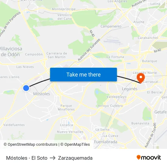 Móstoles - El Soto to Zarzaquemada map