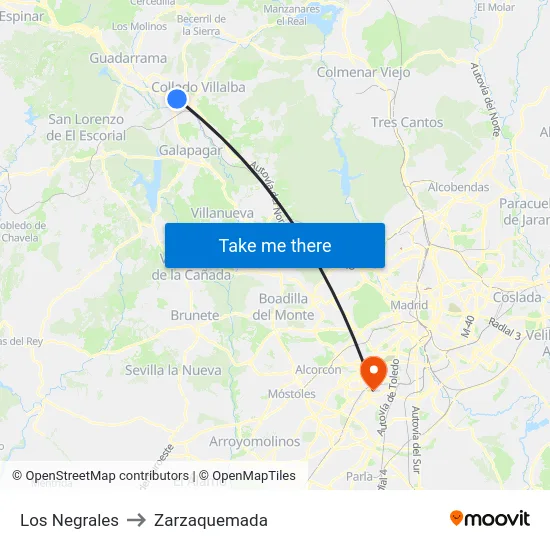 Los Negrales to Zarzaquemada map