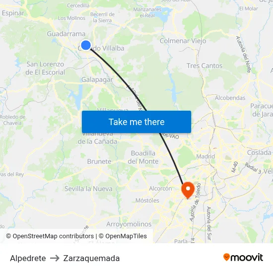 Alpedrete to Zarzaquemada map