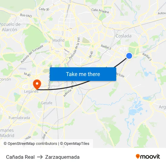 Cañada Real to Zarzaquemada map