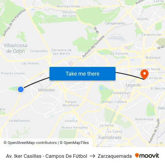 Av. Iker Casillas - Campos De Fútbol to Zarzaquemada map