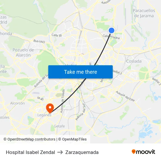 Hospital Isabel Zendal to Zarzaquemada map
