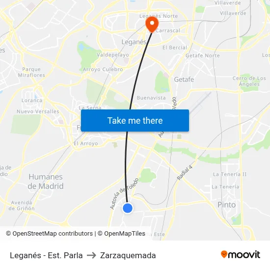 Leganés - Est. Parla to Zarzaquemada map