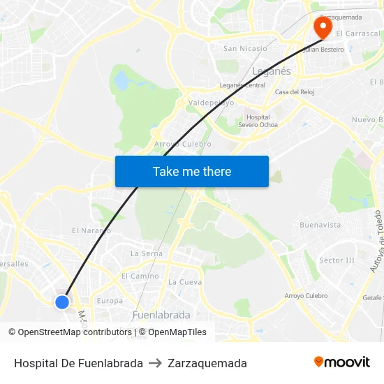 Hospital De Fuenlabrada to Zarzaquemada map