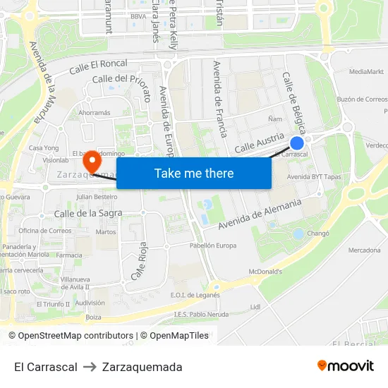 El Carrascal to Zarzaquemada map