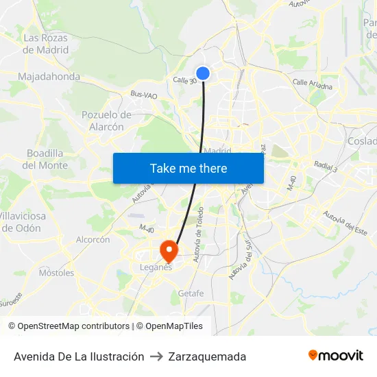 Avenida De La Ilustración to Zarzaquemada map