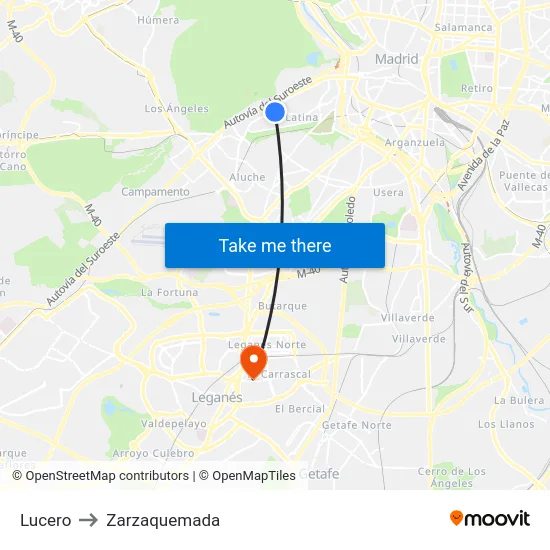 Lucero to Zarzaquemada map