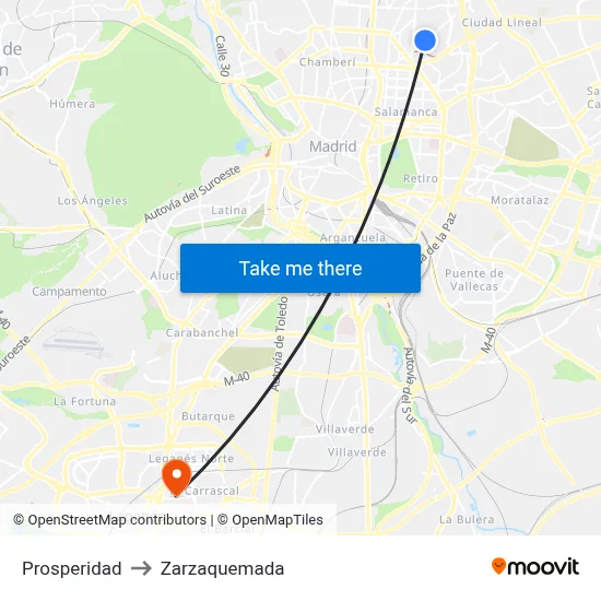 Prosperidad to Zarzaquemada map