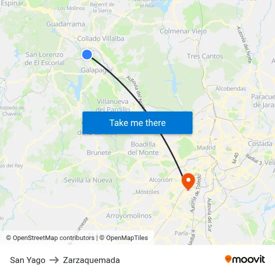 San Yago to Zarzaquemada map