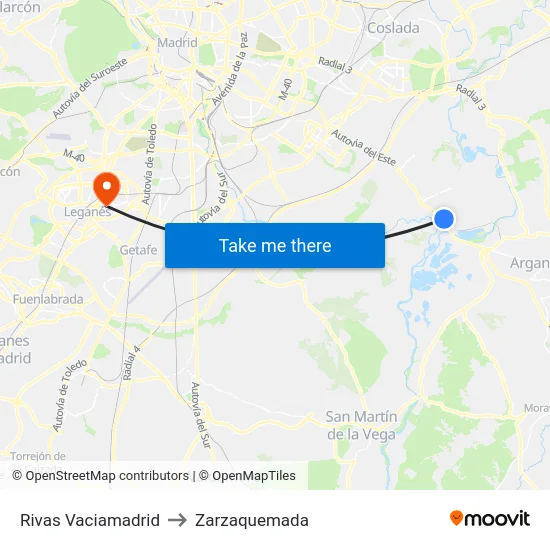 Rivas Vaciamadrid to Zarzaquemada map