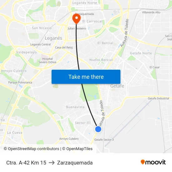 Ctra. A-42 Km 15 to Zarzaquemada map