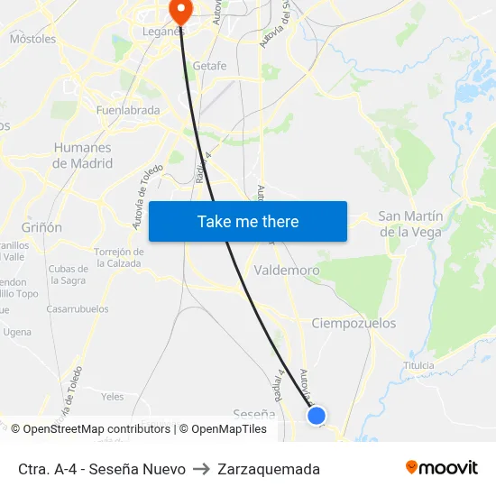 Ctra. A-4 - Seseña Nuevo to Zarzaquemada map