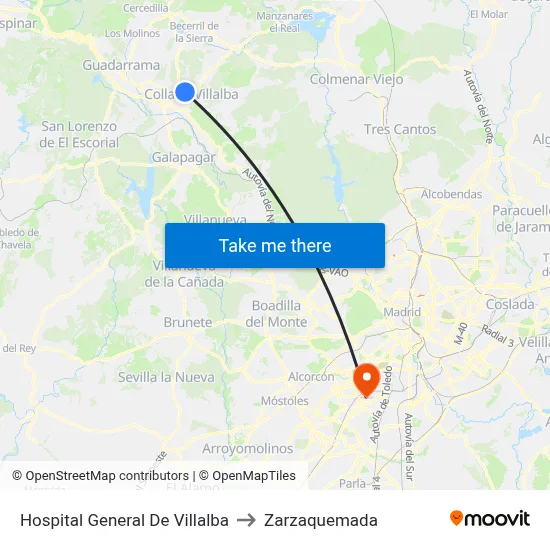Hospital General De Villalba to Zarzaquemada map