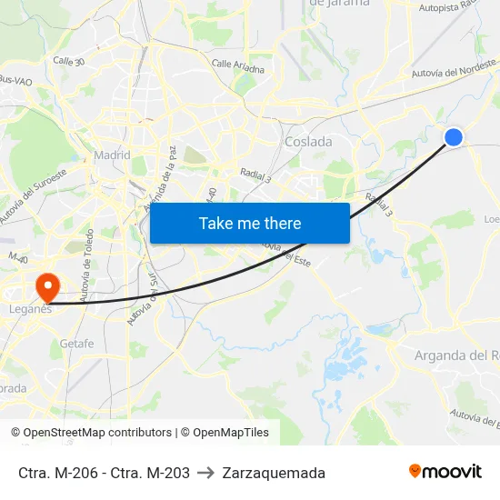 Ctra. M-206 - Ctra. M-203 to Zarzaquemada map