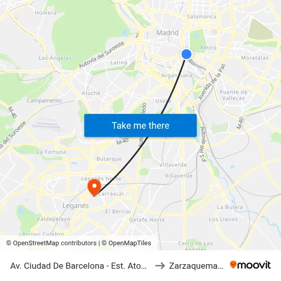 Av. Ciudad De Barcelona - Est. Atocha to Zarzaquemada map