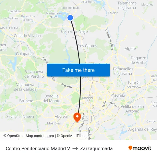 Centro Penitenciario Madrid V to Zarzaquemada map