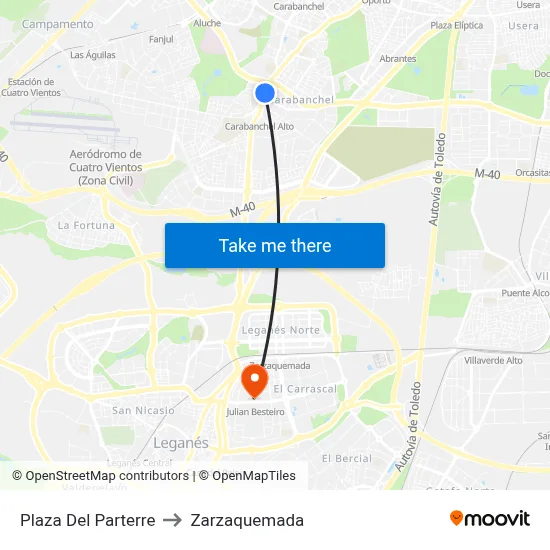 Plaza Del Parterre to Zarzaquemada map