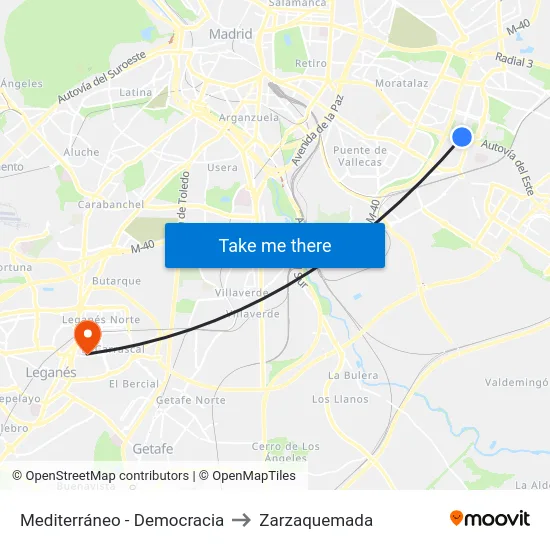 Mediterráneo - Democracia to Zarzaquemada map