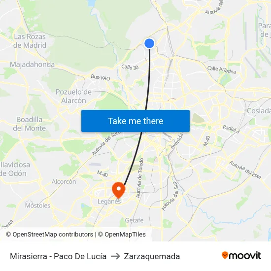 Mirasierra - Paco De Lucía to Zarzaquemada map
