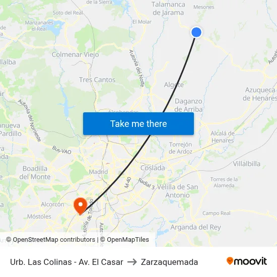 Urb. Las Colinas - Av. El Casar to Zarzaquemada map