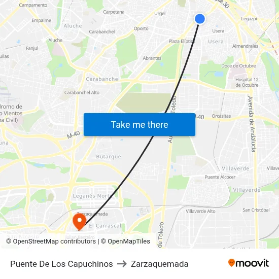 Puente De Los Capuchinos to Zarzaquemada map