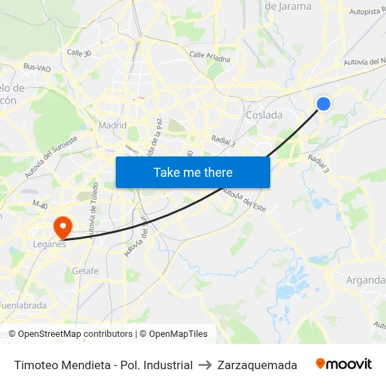 Timoteo Mendieta - Pol. Industrial to Zarzaquemada map