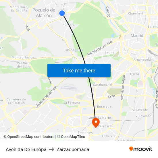Avenida De Europa to Zarzaquemada map
