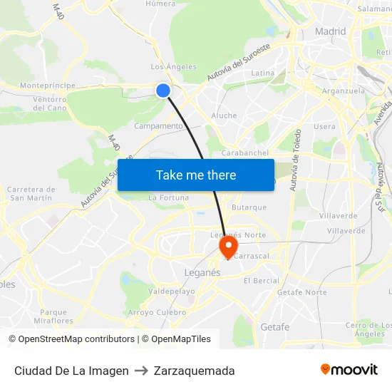 Ciudad De La Imagen to Zarzaquemada map