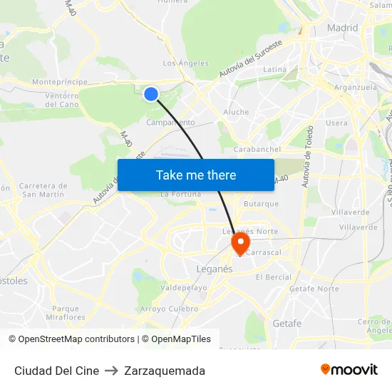 Ciudad Del Cine to Zarzaquemada map