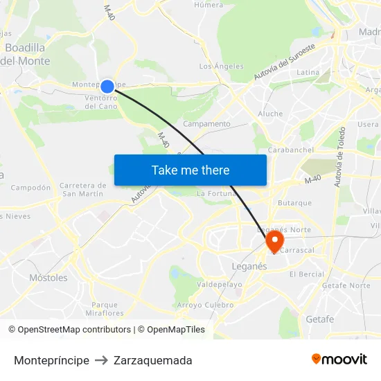 Montepríncipe to Zarzaquemada map