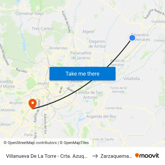 Villanueva De La Torre - Crta. Azuqueca to Zarzaquemada map