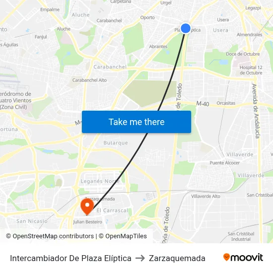 Intercambiador De Plaza Elíptica to Zarzaquemada map