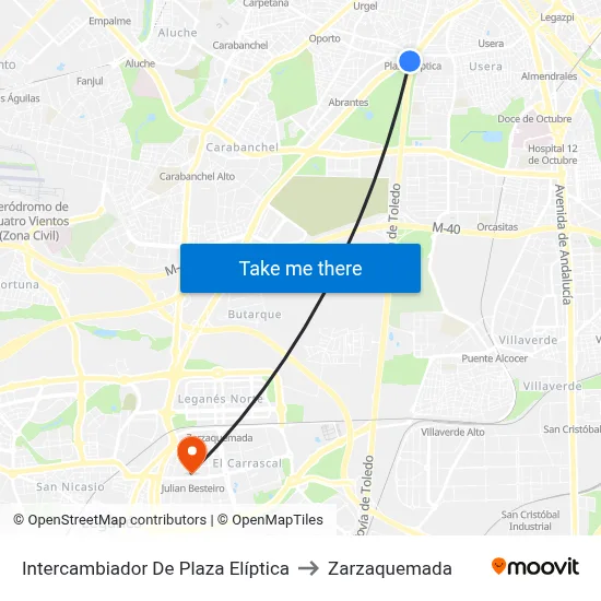 Intercambiador De Plaza Elíptica to Zarzaquemada map